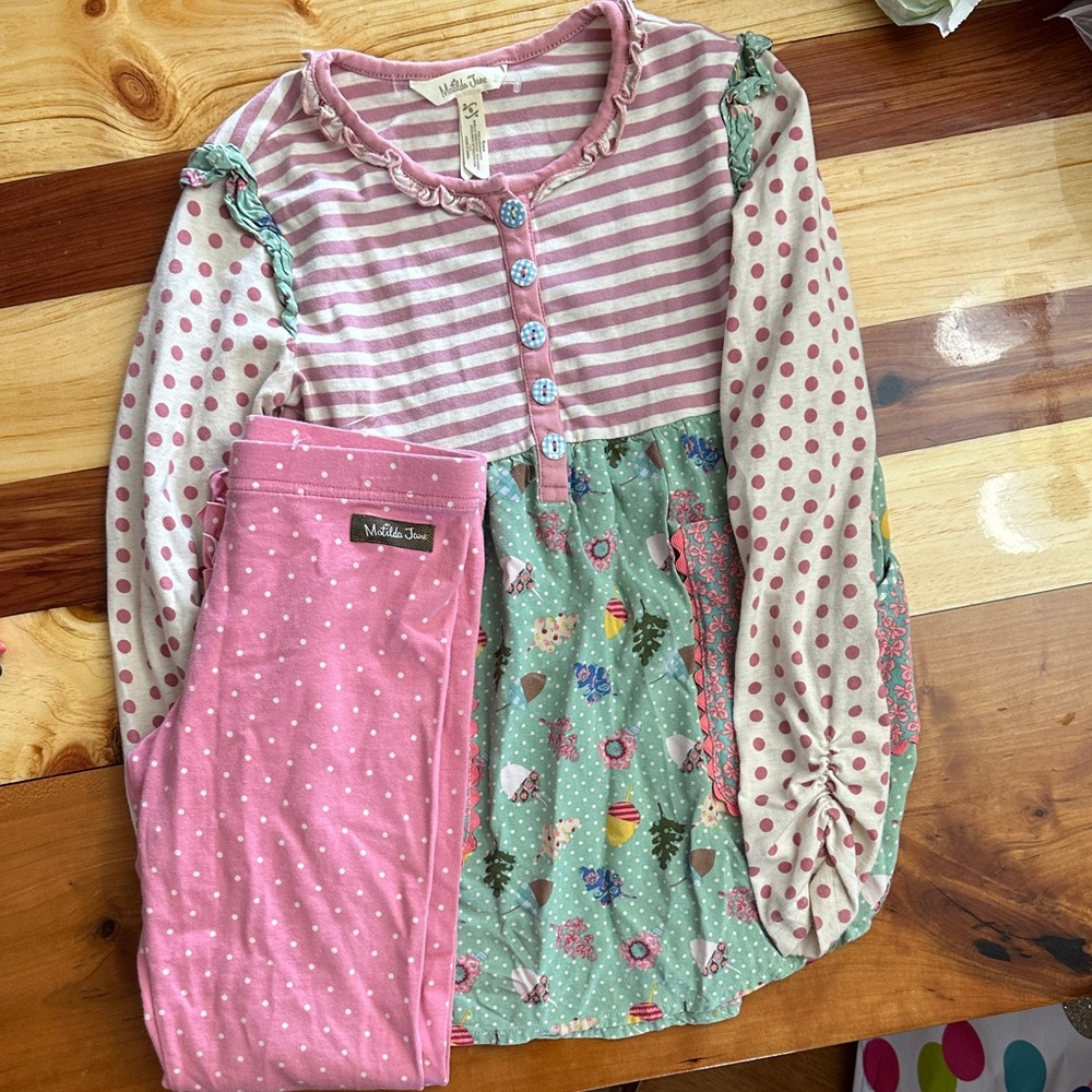 Matilda Jane Striped and Polka Dot Kids Pajama Set